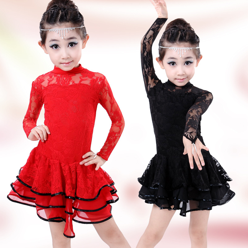 Young children's dance clothes Autumn winter clothing little girl rehearsal for girl long sleeve dancing clothes Latin dance dress Out of service