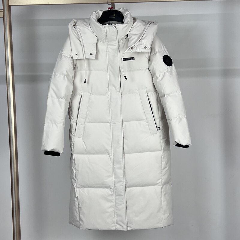 2024 New Model Mall-Purchased Genuine down Jacket, Casual Hooded Trendy Warm Women's Mid-Length Loose Fit