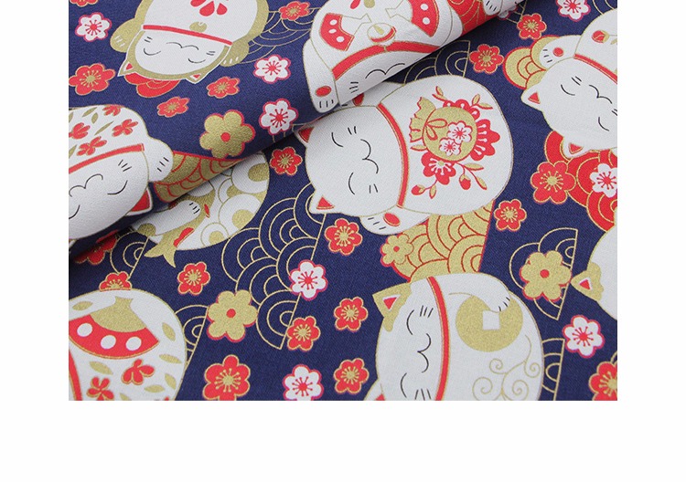 Happy mèo nhập khẩu vàng nóng chất liệu vải lanh cotton Handmade vải dễ thương mèo vải gối vải rèm vải cotton dày