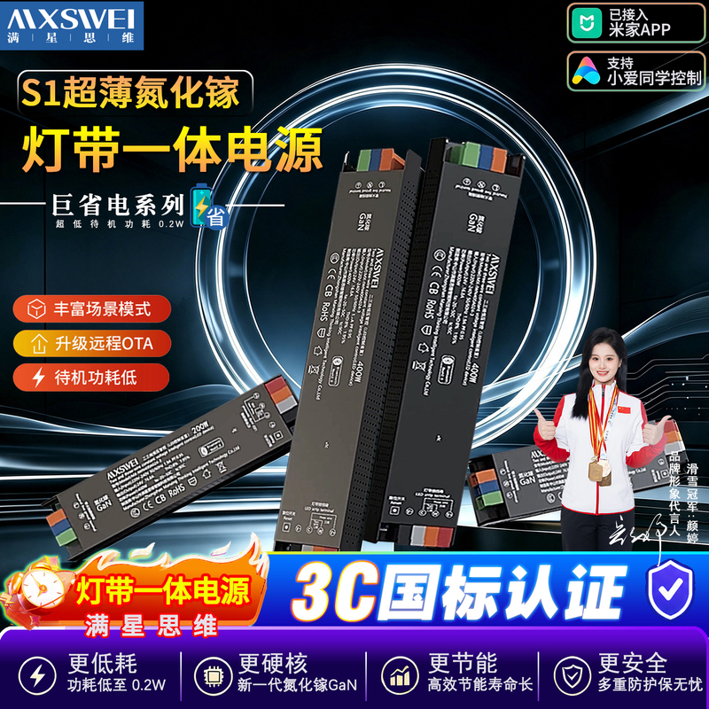 Mansing Intelligent Led Light Strip Power Adapter 24V Low Voltage Has Been Connected to the Mi Home App Transformer