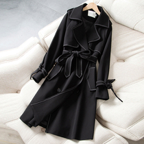 2022 Spring new windcoat jacket woman mid-spring autumn small taller coat black advanced sensuo classic style