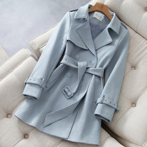 2022 Early Spring Suede Suede Suede Coat Woman Mid-Coat Spring Autumn Little Subtemperament Classic style Superior