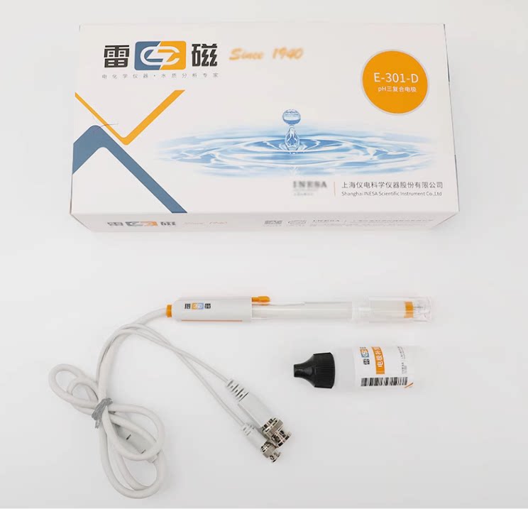 上海雷磁 E-301-D型pH三复合电极 实验室pH电极探头传感器 开票