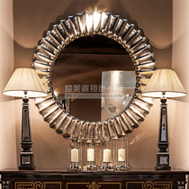 Eurostyle Art Mirror American Living Room Decoration Mirror Dining Side Hanging Mirror Background Wall Genguan Creative Wall-mounted Round Mirror