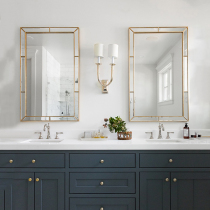 Eurostyle retro minimalist mirror square bathroom mirror dresser Makeup Mirror Genguan Decorative Mirror Wall-mounted restaurant hanging mirror Customized