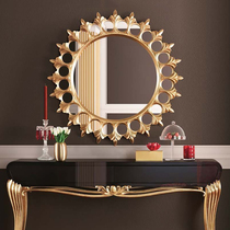 European gold sun glasses neoclassical fireplace porch hanging mirror bathroom mirror Model Room multi-purpose mirror customization