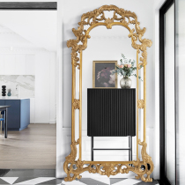 Cloakroom fitting full-length mirror European and American villa carved floor-to-ceiling mirror hanging by the wall Floor-to-ceiling mirror customization