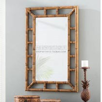 Retro Red Wood Color Xuanguan Mirror Chinese Style Door Hall Creative Wall-mounted Decorative Mirror Living Room Sofa Background Wall Dining Side Hanging Mirror