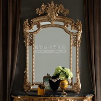 Eurostyle carved flower decorated mirror-like parlor room made of old gold wall-mounted mirror wall wood-closed mirror custom-made