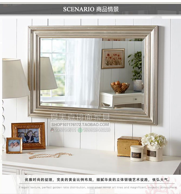 Sang trọng châu Âu chạm khắc phòng khách gương trang trí hiên phòng tắm cổ gương treo tường gương nghệ thuật gương trang điểm gương - Gương kính thủy ốp tường