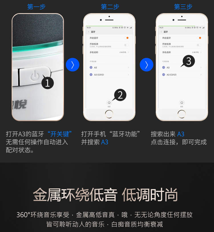 LEnRuE / Blue Yue A3 Loa không dây Bluetooth ngoài trời Nhà ngoài trời Loa siêu trầm Điện thoại di động Máy tính mini phổ biến Âm thanh nhỏ Pháo cầm tay Thẻ di động Người chơi xe Tác động - Trình phát TV thông minh bộ phát wifi viettel