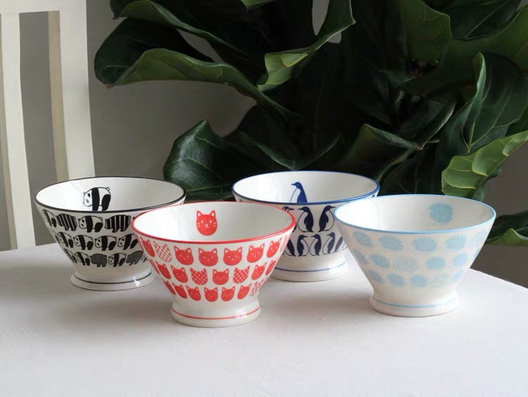 Exterior Single Cute Animal Bucket Hat Bowl ceramic High footed Bowl Glazed Rice Bowl RICE BOWL JAPAN STYLE CEREAL BOWL