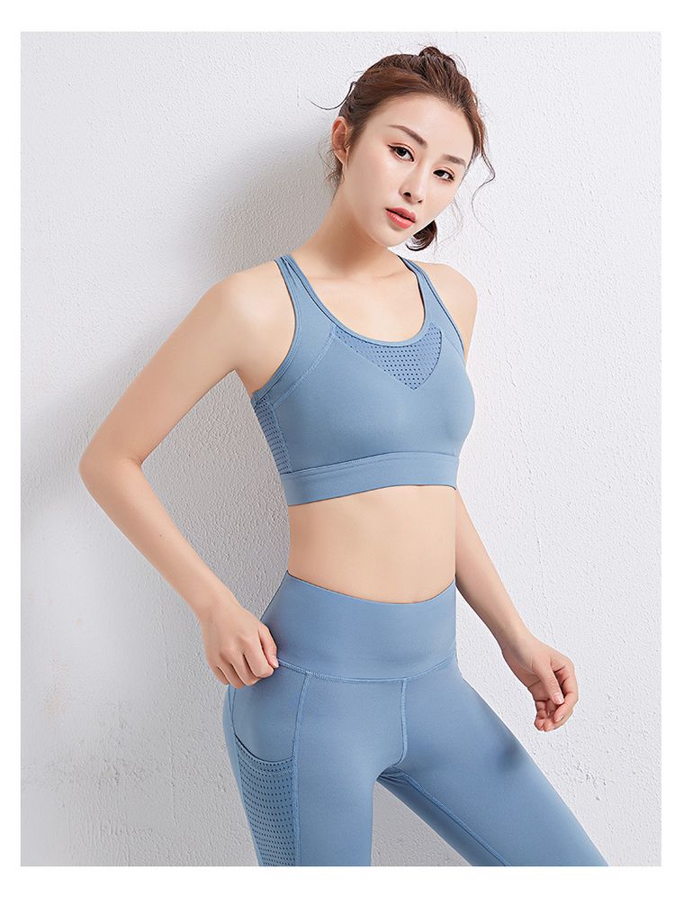 Lưới mới nối làm đẹp lưng áo ngực thoáng khí tập hợp thể dục thể thao áo vest nữ chạy bộ đồ lót yoga có thể được mặc bên ngoài - Đồ lót thể thao