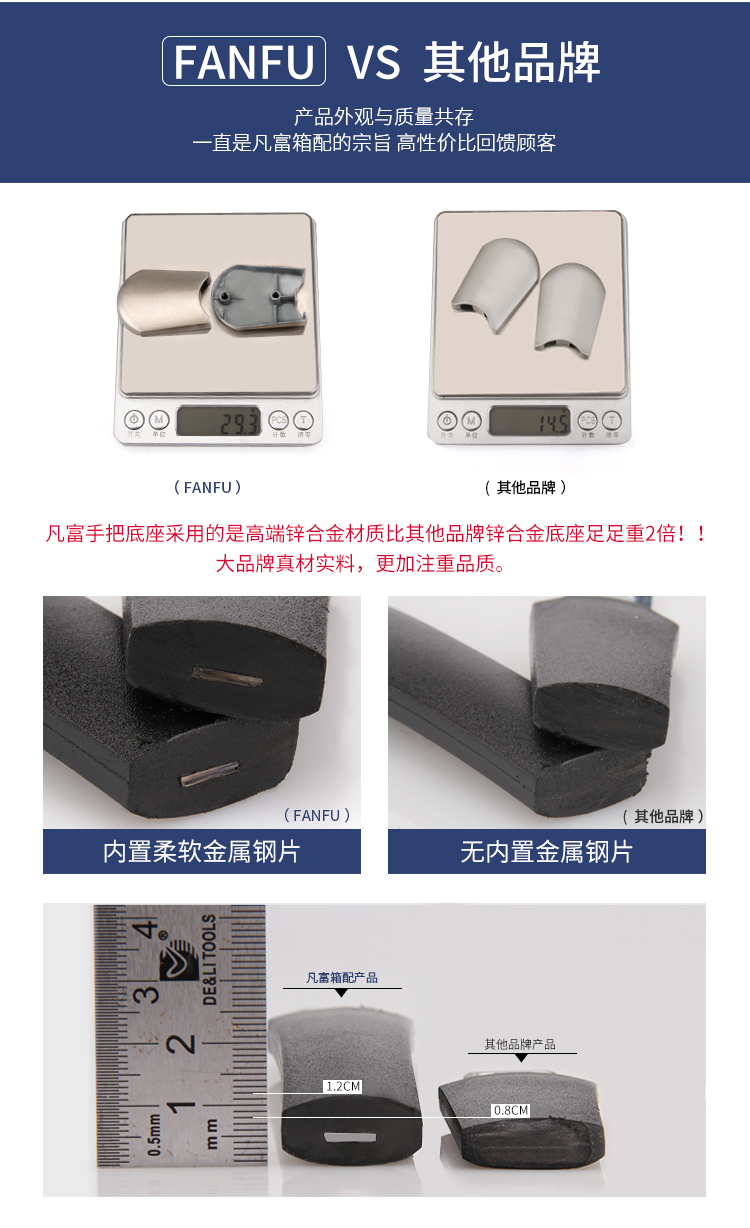 Hành lý du lịch có thể thu vào tay cầm hành lý bền xử lý xe đẩy trường hợp phụ kiện hộp mật khẩu sửa chữa xử lý - Phụ kiện hành lý thay tay kéo vali