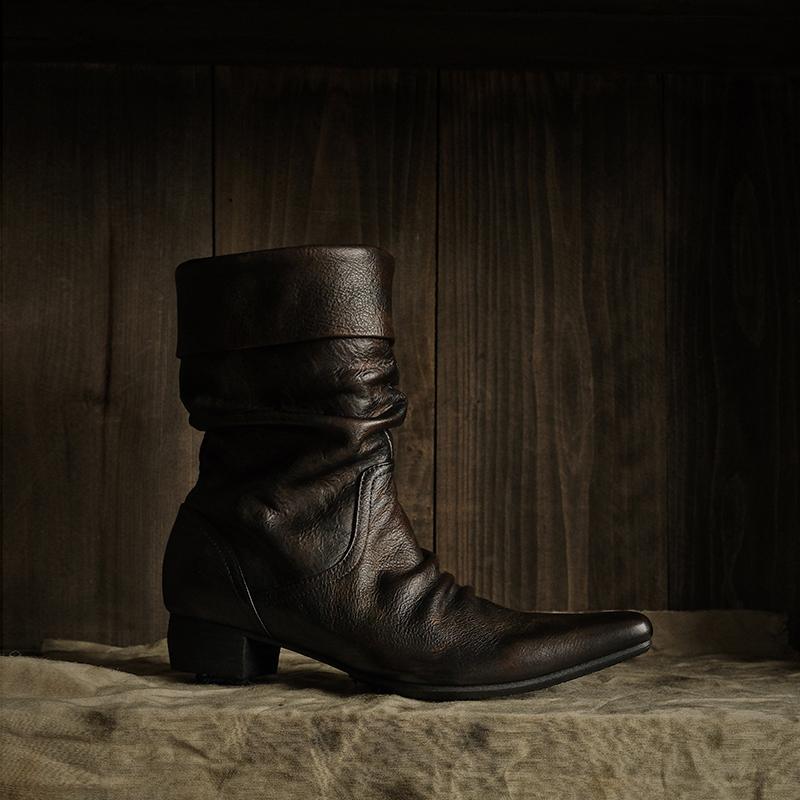Coming Off the Shelves Soon | Original Designer Hand-Dyed Pointed Pleated Witch Boots Slip-On Short Boots Women's Boots