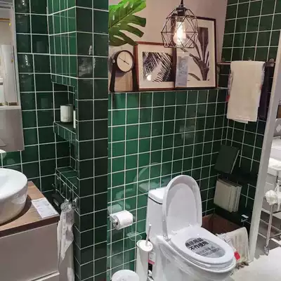 Nordic dark green mosaic magnetic tile cosmetic room Plaid tile bathroom kitchen wall brick bread brick small white tile floor tile