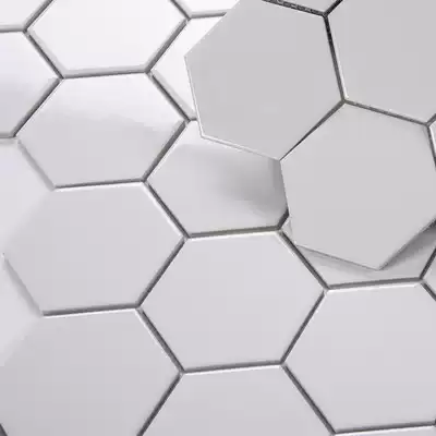 Nordic bright light small hexagonal mosaic tile Powder room floor tile Kitchen small white brick hexagonal wall brick shaped brick