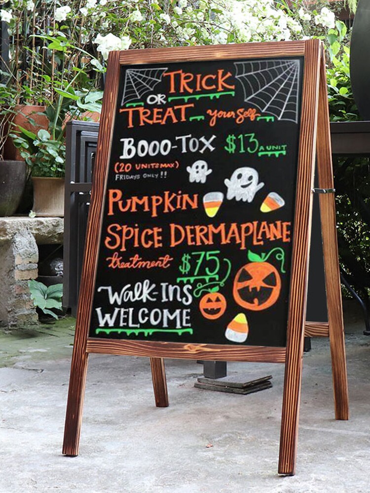 Wooden windproof double-sided advertising vertical blackboard door promotional board Shop small blackboard billboard display card vertical