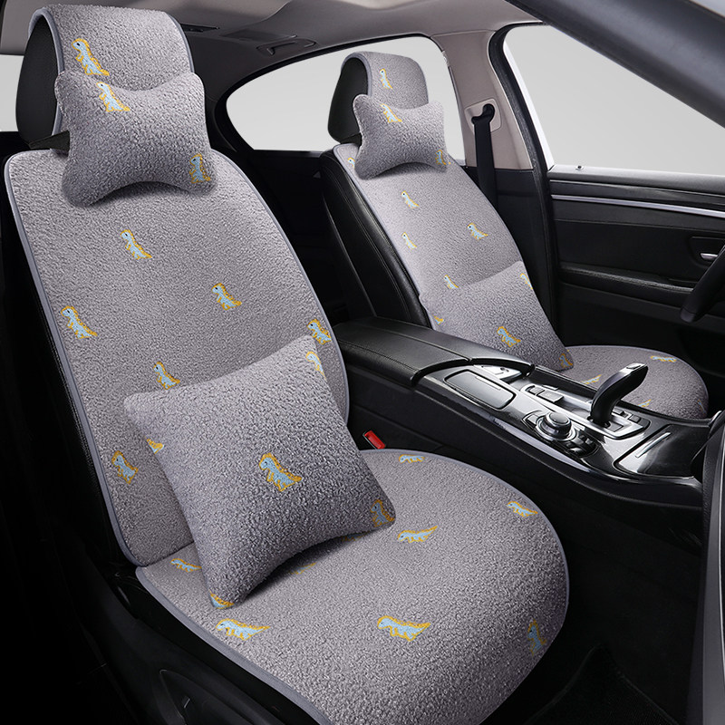 New Winter Car Cushion Warm Plush Seat Cushion Short Hair Fresh Goddess Seat Cover Anti-slip Free Tie Seat Cushion