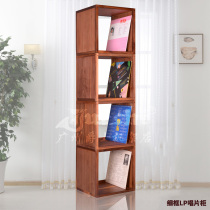 Luxury black walnut frame solid wood magazine cabinet vinyl record rack storage box LP cabinet large dish shelf bookcase