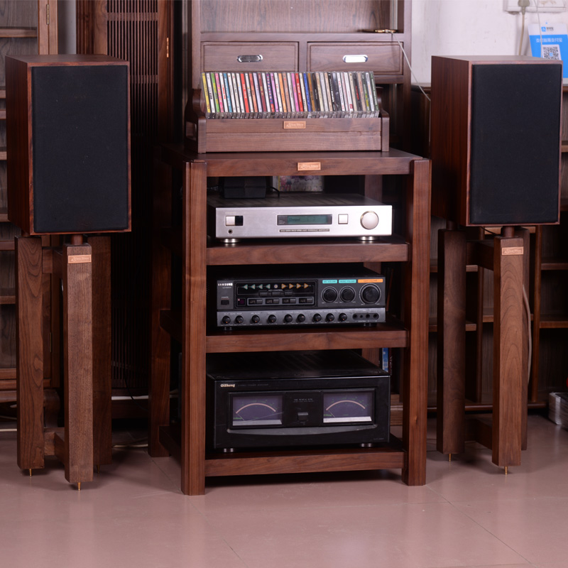 Classic black walnut wood amplifier solid wood sound rack professional equipment cabinet speaker equipment cabinet cabinet