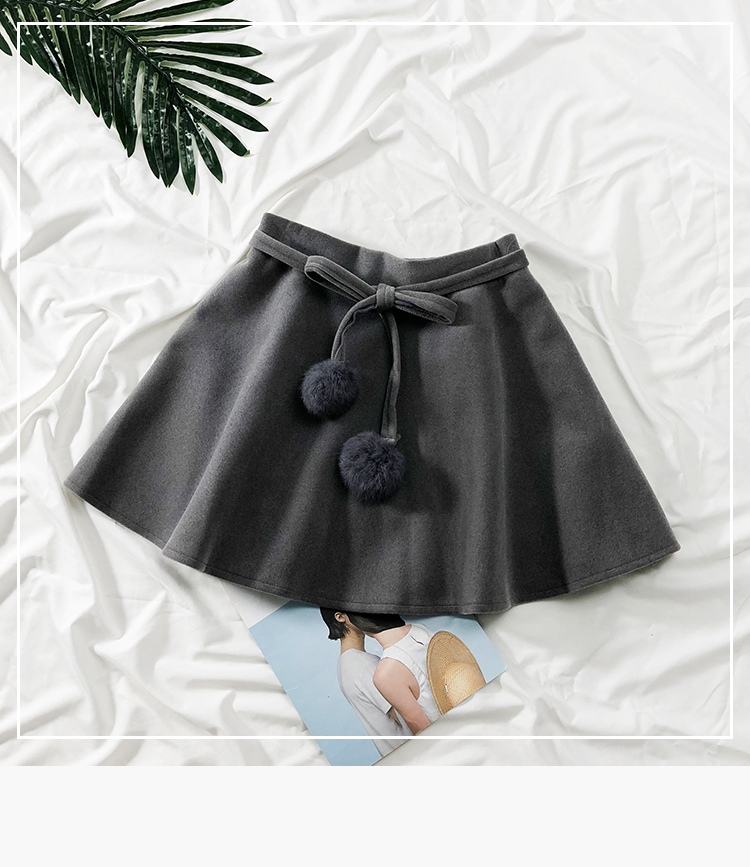 2018 mùa thu và mùa đông tóc bóng bow tie len váy váy ngắn nữ mới gió ngọt eo cao là mỏng Một từ váy váy midi