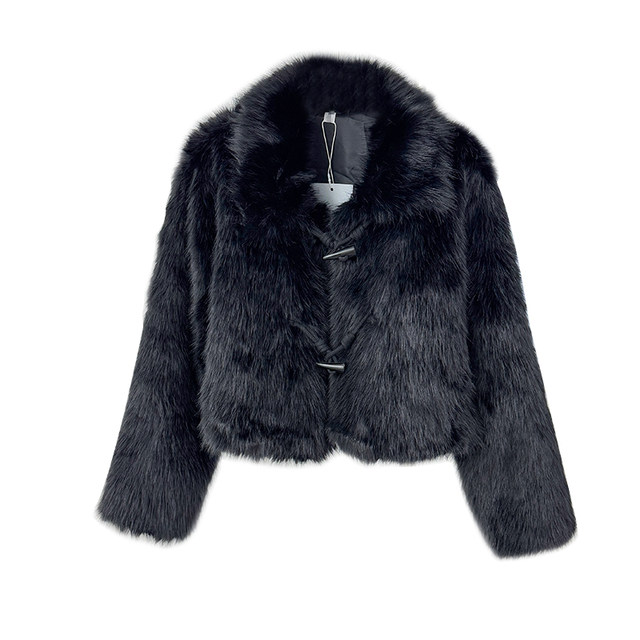 High-end light luxury style plush lapel long-sleeved imitation fur jacket for women autumn 2025 fashion loose short top