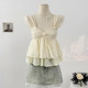 Sweet hottie sexy V-neck ruffle camisole women's summer 2025 embroidered flower hollow pleated skirt top