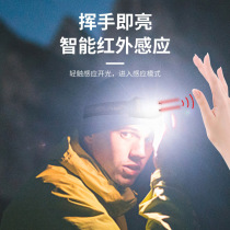 USB charging LED intense light headlights super-bright induction headlights Red Light Warning Light Outdoor Flashlight Night Fishing miners lamp