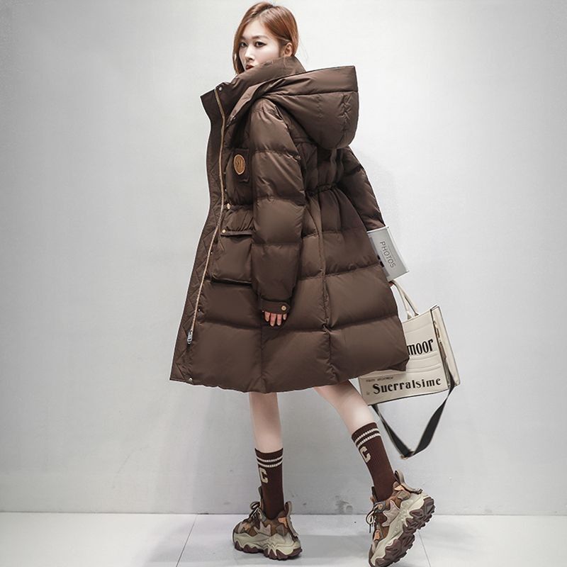 Plus Size Women's Mid-Length down Jacket 100kg for Fat Women (260+), Extra Large, Loose Fit, Extreme Cold Weather, White Duck down Coat