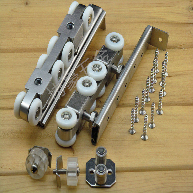 8 wheels stainless steel wooden door hanging wheel Sliding wheel sliding door hanging roller Sliding door hanging door wheel Hanging wheel road roller set price