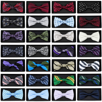 LSLYMY mens business leisure wedding groom stage shooting British double bow tie mixed color pattern bow