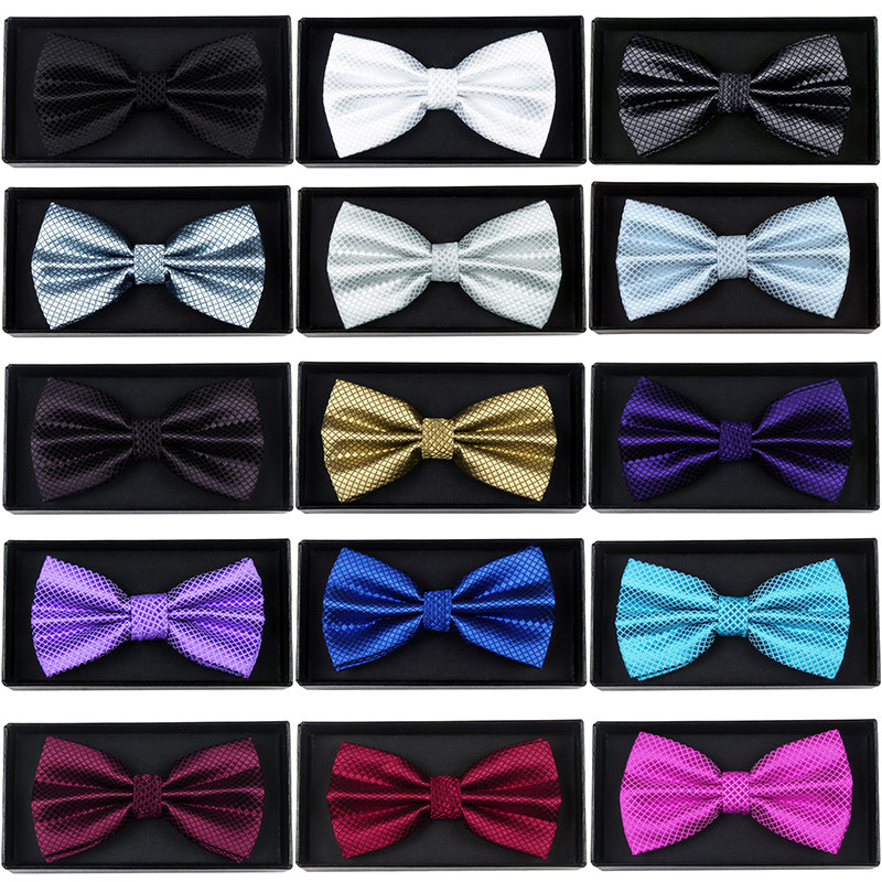 Löllymy men's dress shirt business casual wedding grooming wedding groom Yingren checkered Patterned Bow Tie