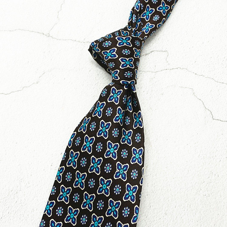 10cm Men's Silk Printed Tie Mulberry Silk Vintage British Style Tie Italian Style Coffee Color Pattern