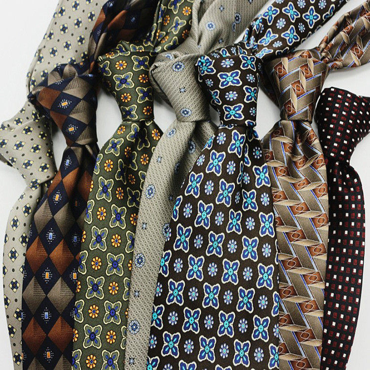 10cm Men's Silk Printed Tie Mulberry Silk Vintage British Style Tie Italian Style Coffee Color Pattern