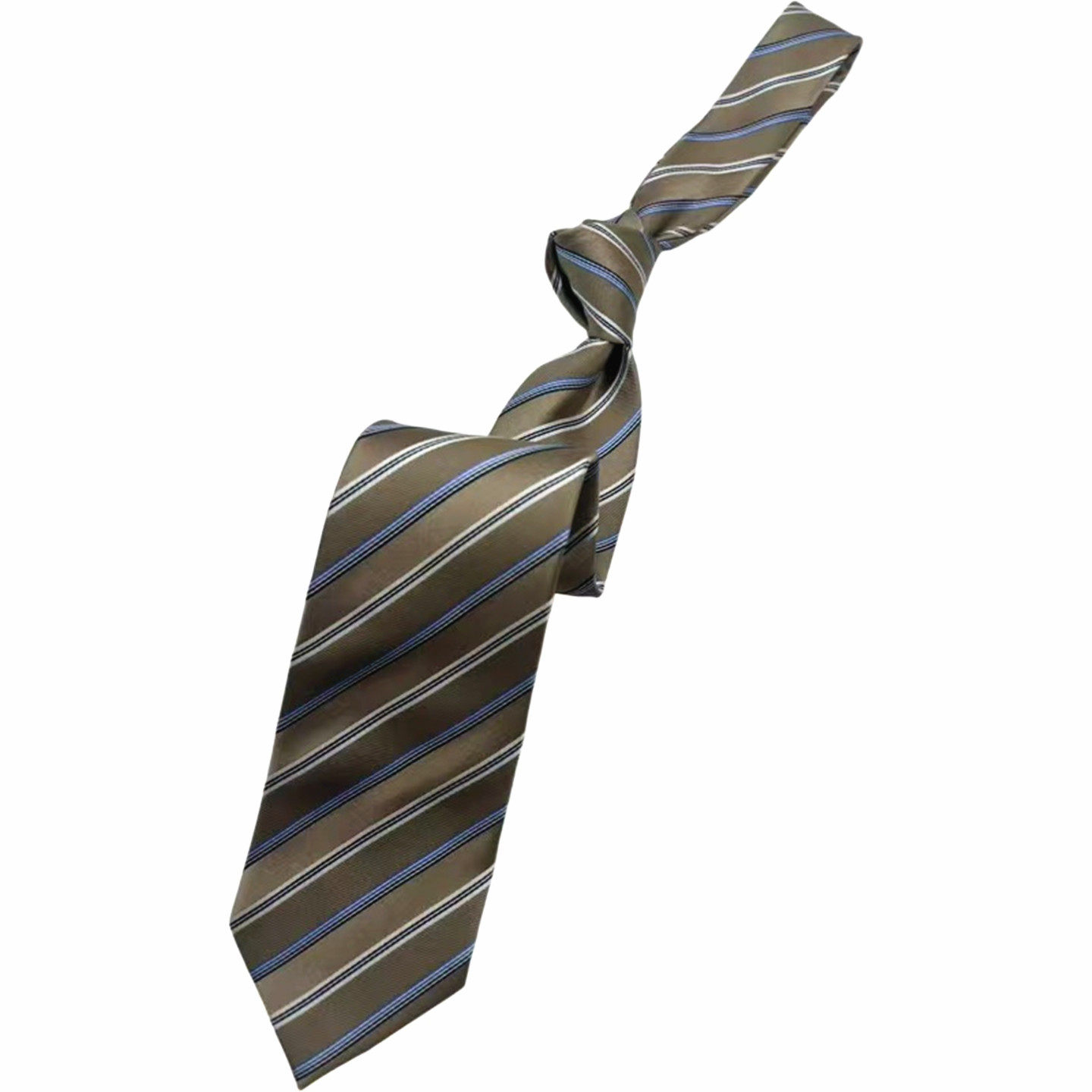 Men's Retro Classic High-Quality Silk Embroidered Tie, Brown British Floral Striped Twill 8cm Formal Wedding Tie