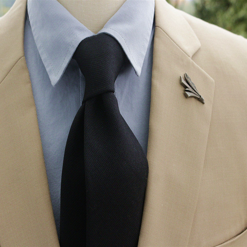 Men's Formal Wear, Retro Casual, Tie-Free, Wool-Like Feel, Gray and Blue Striped Plaid, Business, Professional Interview