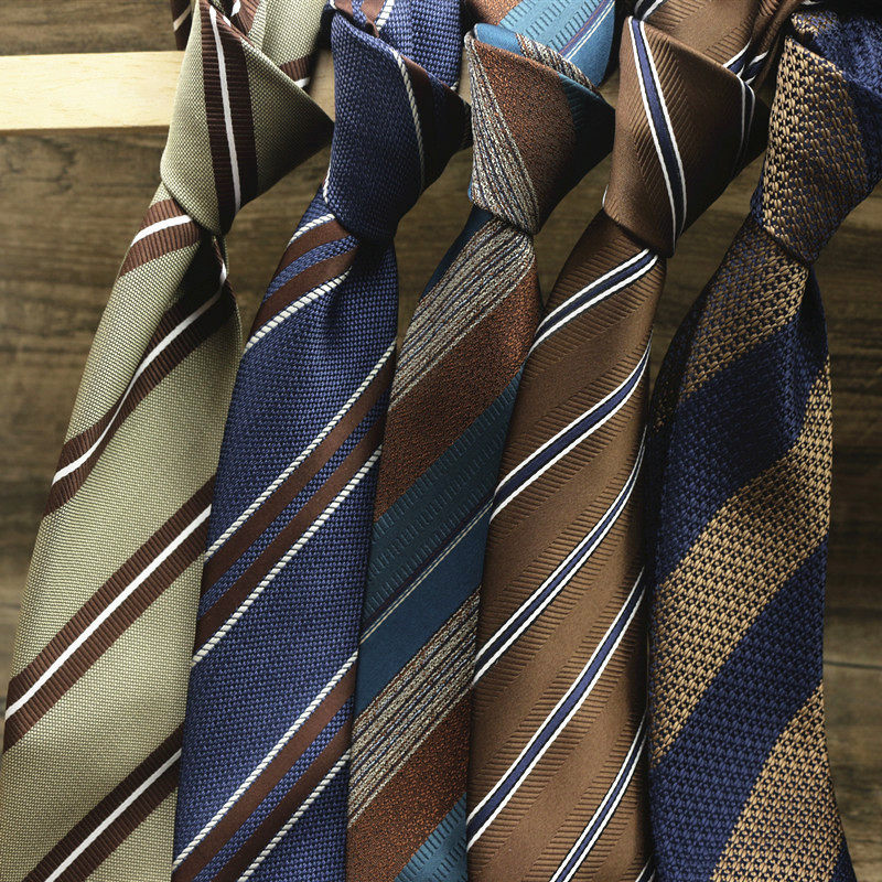 Retro Brown Blue Patterned Stripesd Tie 8cm Men's Formal Business Casual Groom Wedding Host Tie