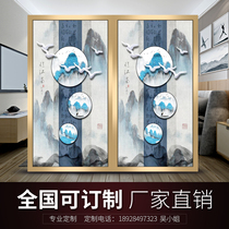 Clip silk art glass partition Light luxury screen Art glass screen Tempered glass living room art background wall