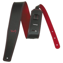 Moody 2 5 LEATHER BACKED-BLACK RED Guitar Strap