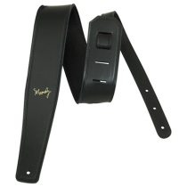 Moody 2 5 Inch Leather Backed Strap Black Black Guitar Strap