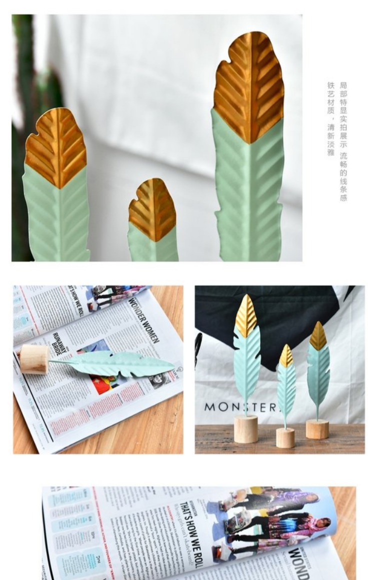 Xia Mu ins Phong cách Bắc Âu đơn giản sáng tạo rèn lông vũ phòng khách bàn phòng ngủ trang trí trang trí đặt đạo cụ chụp mẫu tủ trang trí phòng khách đẹp