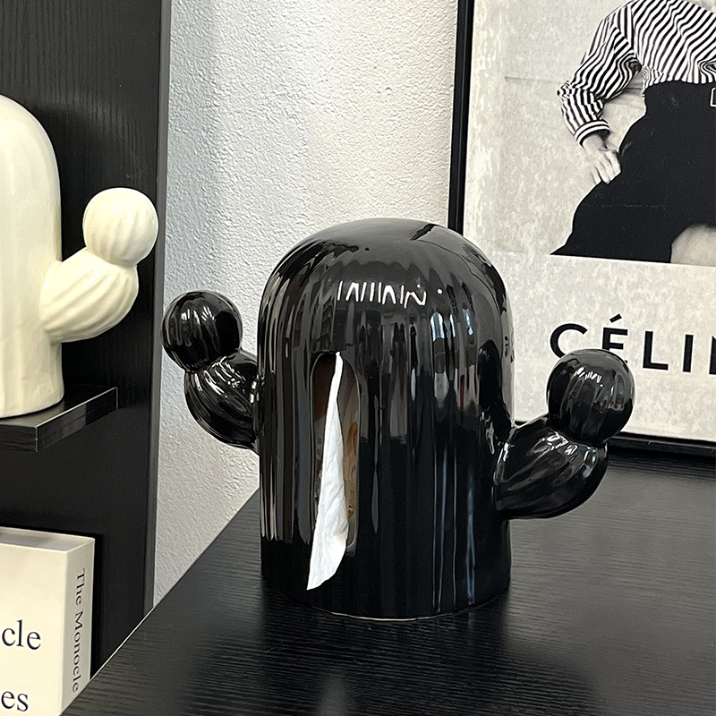 Advanced Senses Cactus Paper Towels Box Home Living Room Upscale Light Lavish Paper Boxes Desktop Creative Ceramic Napkins boxes-Taobao