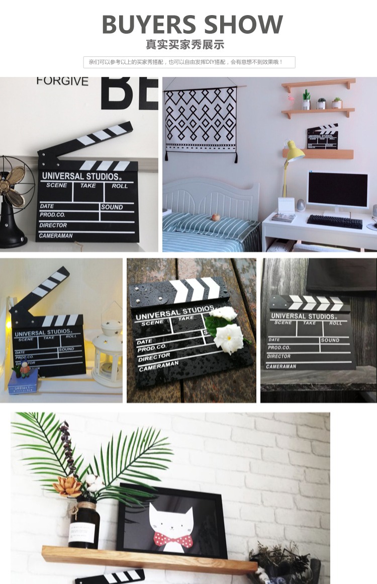 Zakka bộ phim sáng tạo clapper bảng kỷ lục ban giám đốc chơi ban đạo cụ nhiếp ảnh cá nhân đồ trang trí trang trí có thể được treo phòng ngủ đẹp đơn giản