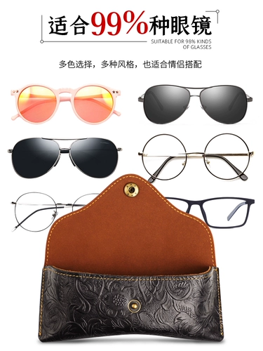 Портативные кожаные солнцезащитные очки ручной работы подходит для мужчин и женщин, чехол, из натуральной кожи, воловья кожа