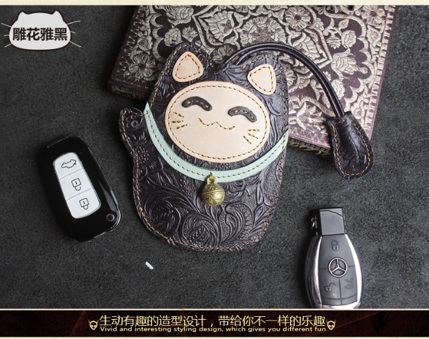 Túi da handmade móc chìa khóa nam và nữ lớp da đầu tiên móc khóa dễ thương từ xa đặt từng mẫu túi đựng chìa khóa
