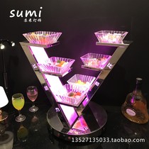 LED Charging Bar Snack Pan High-end Creative Luminous Fruit Pan Bar KTV Stainless Steel Snack Pan