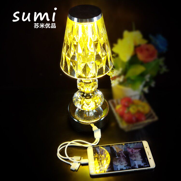 Customized led bar table lamp charging crystal table lamp night light colorful romantic cafe KTV dining room bar table lamp