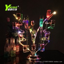Creative Bar Cocktail Glass Rack LED Charging Seven Colorful Butterfly Bullet Cup Shelf Luminous Heart-shaped Wine Rack