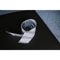 Silk linen three pleated blue and white twill handmade tie gentleman